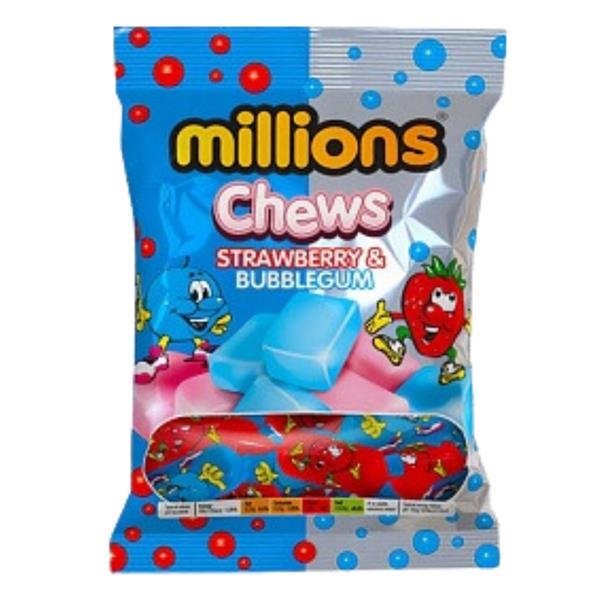 Millions Chunky Chews Strawberry & Bubblegum 120 gr x 12 pc