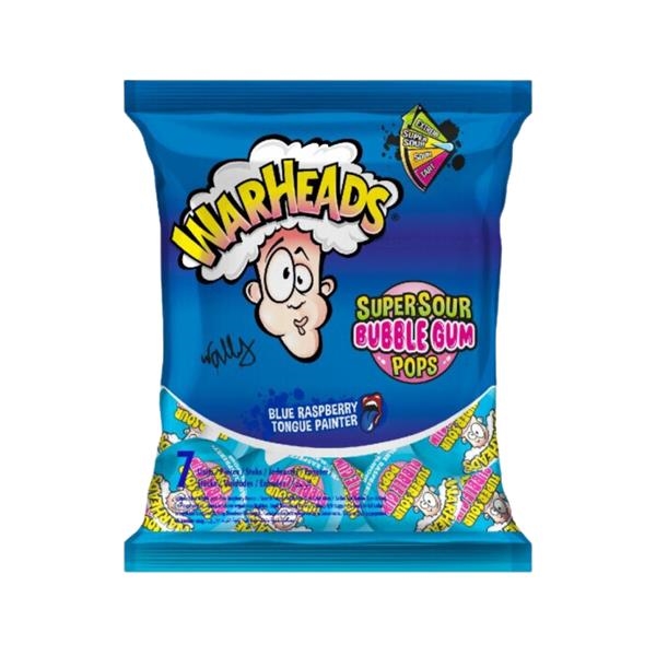 Warheads framboos Bubble Gum Pops 105 gr x 22 st