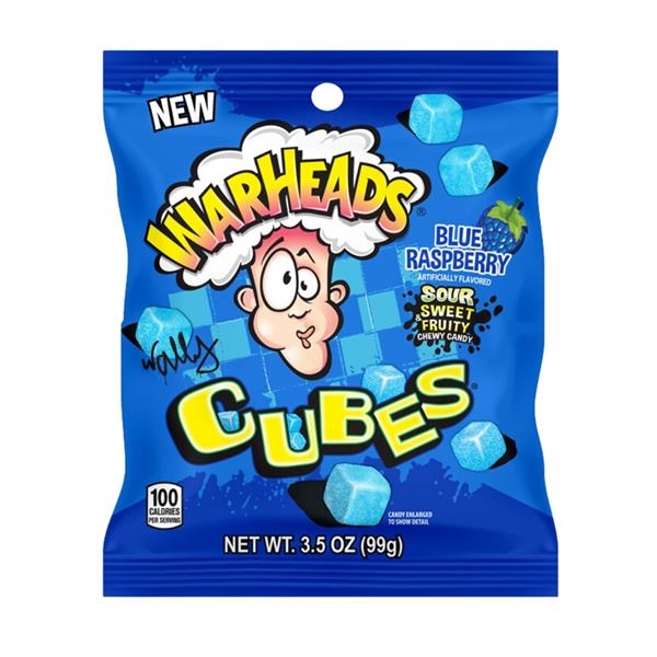 Warheads Blue Raspberry Cubes 99 gr x 12 st