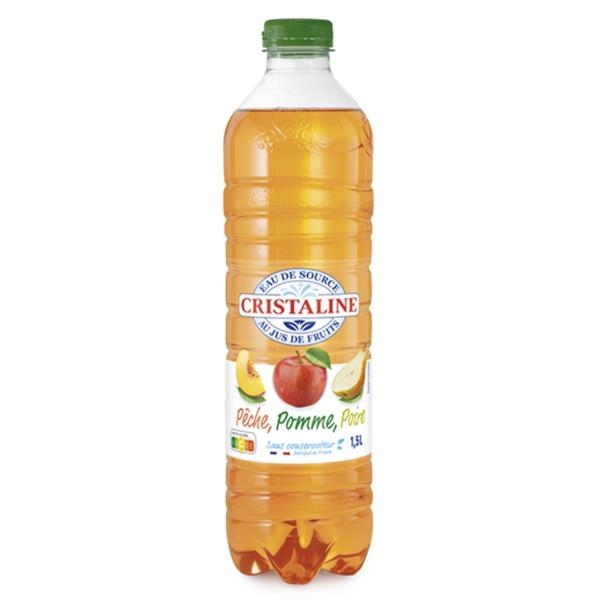 Eau Cristaline pomme/pèche/poire 1,5 l x 6 pc