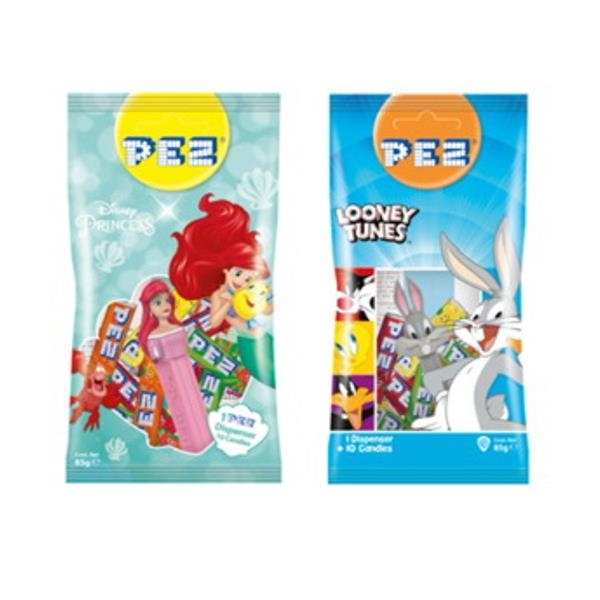 Pez refill Little Mermaid & Looney Tunes 85 gr x 24 st