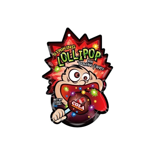 Striking Lollipop Popping Candy Cola 13,8 gr x 48 pc (4 hanging strips)