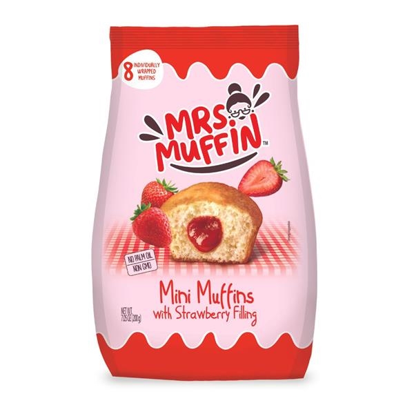 Mrs Muffins mini met aardbeienjam 200 gr x 12 pc