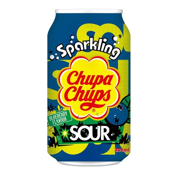 Chupa Chups Sour Sparkling Blueberry 345 ml x 24 st