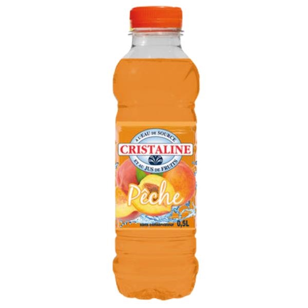 Cristaline water flavored with peach 500 ml x 24 pc