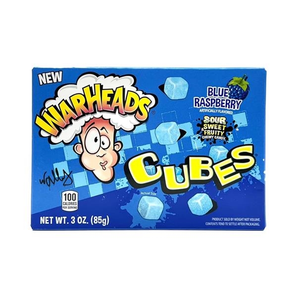 Warheads Blue Raspberry Cubes box 85 gr x 12 st