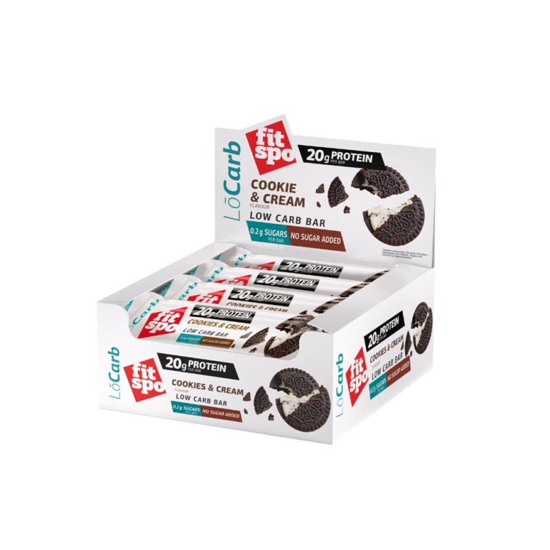 FitSpo Lo Carb Protein Bar Cookies and Cream 60 gr x 12 st