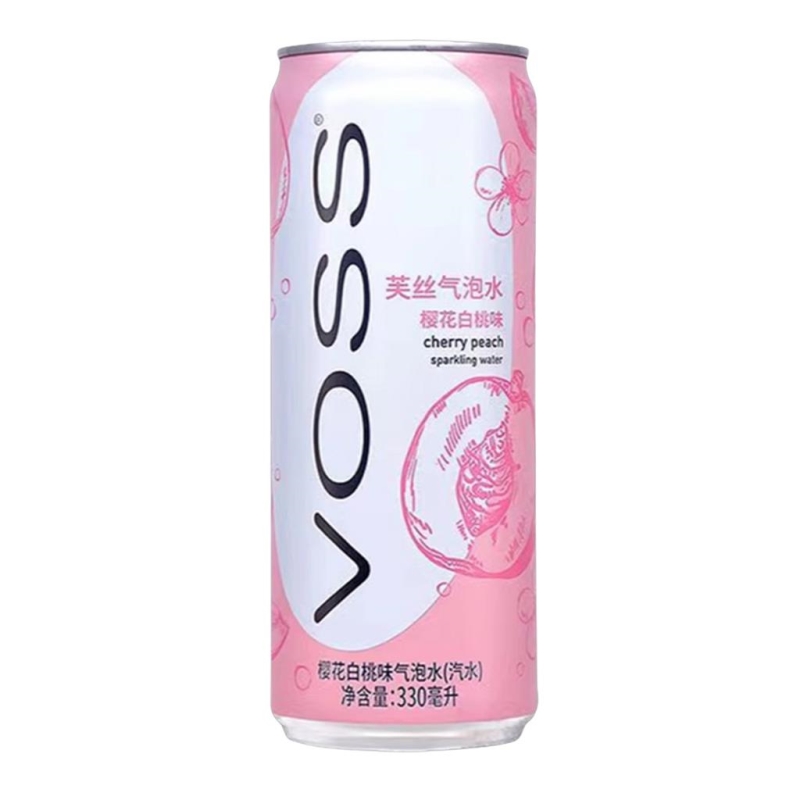Voss Sakura Cherry Peach Sparkling Water can 330 ml x 12 pc