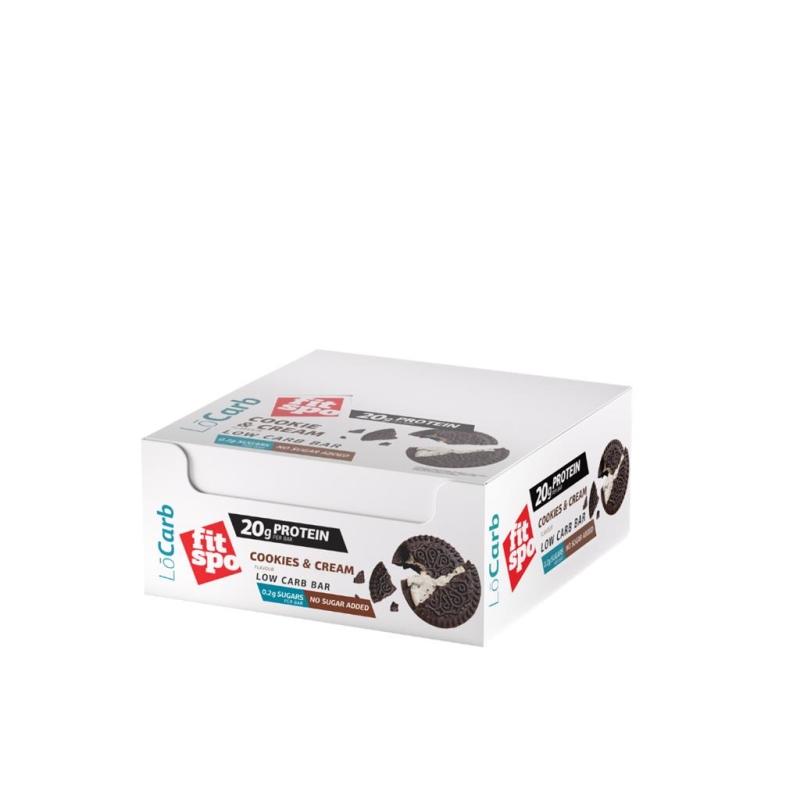 FitSpo Lo Carb Protein Bar Cookies and Cream 60 gr x 12 st