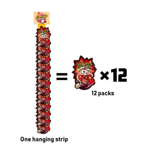 Striking Lollipop Popping Candy Watermelon 13,8 gr x 48 pc (4 hanging strips)