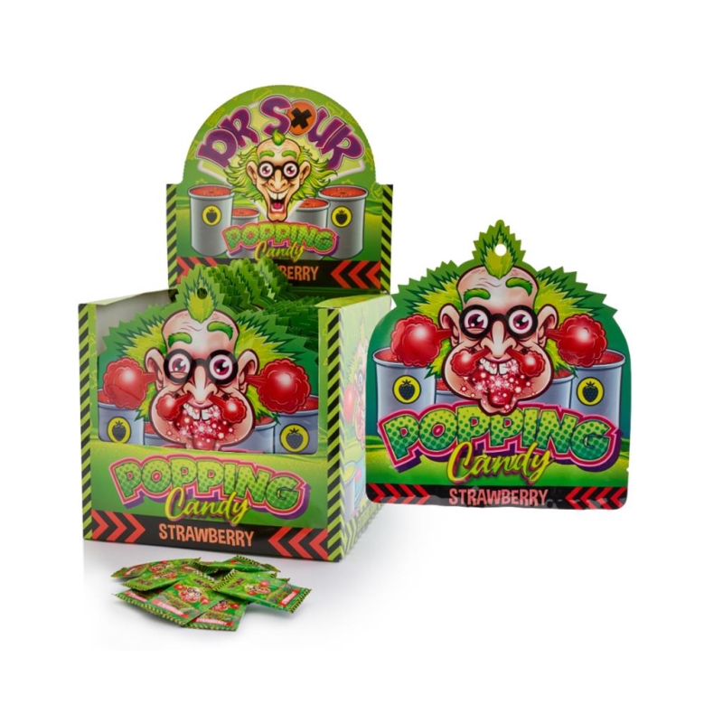 Dr. Sour Popping Candy Strawberry 15 gr x 20 st