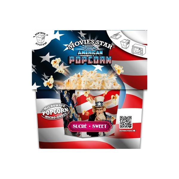 Pop Up Box - sucré -  Popcorn micro-ondable - 90 gr x 18 pc