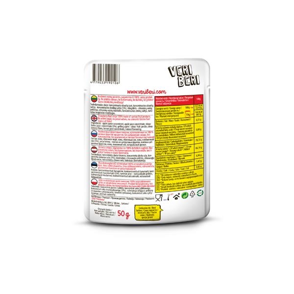 Veri Beri Strawberry fruit strips 50 gr x 28 pc (BBD = 24/09/26)