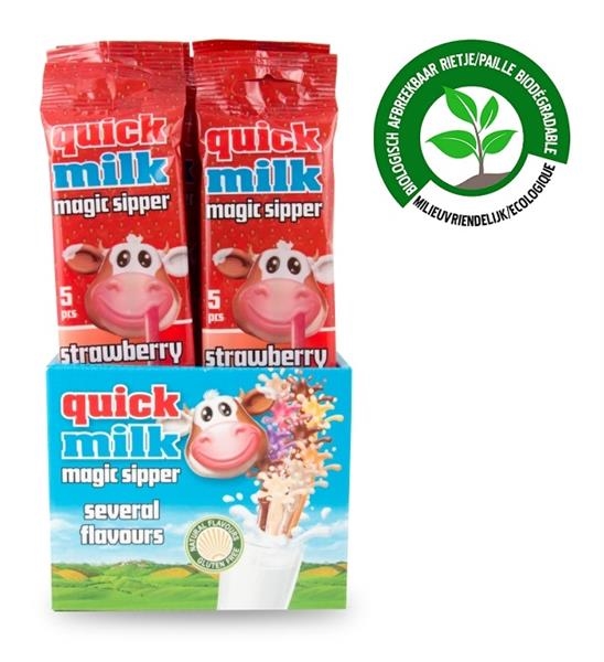 Quick Milk Paille Fraise 30 gr x 20 pc