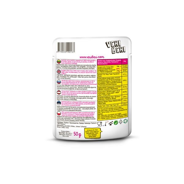 Veri Beri Raspberry fruit strips 50 gr x 28 pc (BBD = 26/09/26)