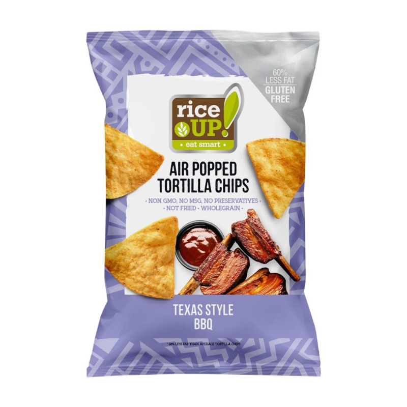 Rice Up Popped Tortilla chips Texas style BBQ 60 gr x 24 pc